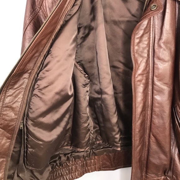 Vintage Wilson Men’s Brown Leather Jacket Sz L - Picture 2 of 12